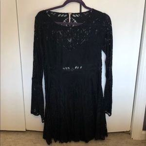 FREE PEOPLE Black Lace Dress